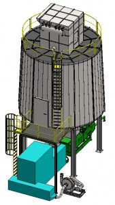 Silo with filter, recycling system for glass wool and baling press