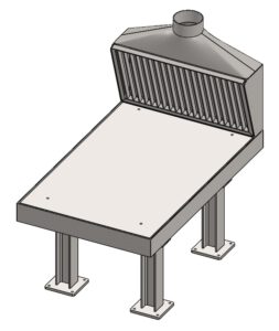 Putztisch mit Absaughaube - Cleaning table with suction hood